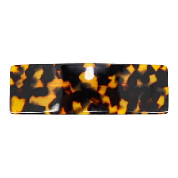France Luxe Classic Faux Tortoise Shell Rectangular Barrette – Amber and Black - Picture 1 of 6